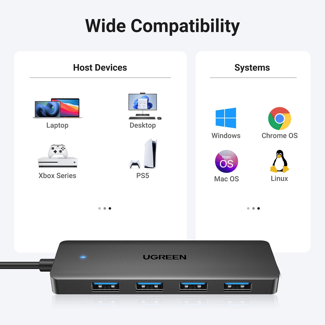 UGREEN USB 3.0 Hub 4-Port Ultra-Slim Splitter – 25851 UGREEN USB 3.0 Hub 4-Port Ultra-Slim Splitter – 25851