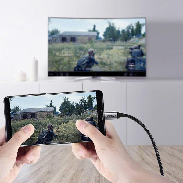 كابل يوجرين USB-C إلى HDMI 1.5م (رمادي أسود) - جودة عالية