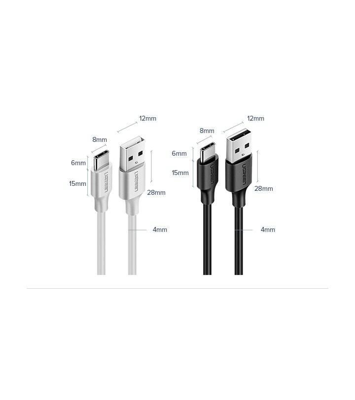 كابل يوجرين USB-A إلى USB-C 1م - طلاء نيكل متين، أسود