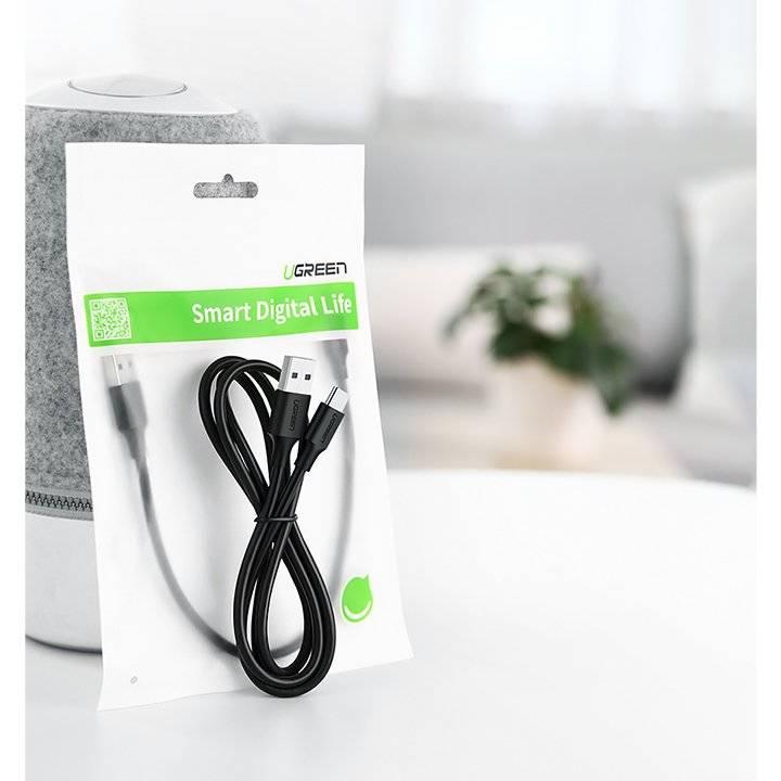 كابل يوجرين USB-A إلى USB-C 1م - طلاء نيكل متين، أسود