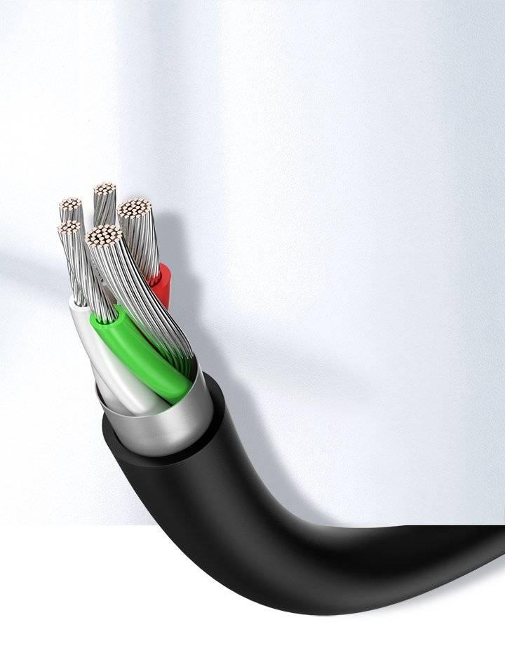 كابل يوجرين USB-A إلى USB-C 1م - طلاء نيكل متين، أسود
