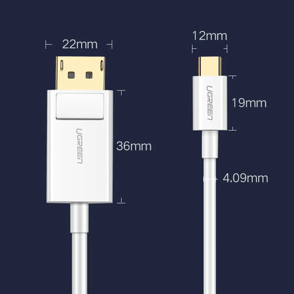 محول UGREEN USB-C إلى DisplayPort (4K@30Hz) - أبيض 1.5م