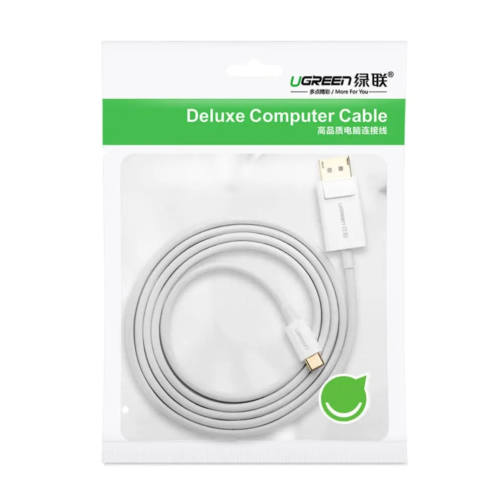 UGREEN USB-C to DisplayPort Adapter 1.5M 4K@30Hz – White UGREEN USB-C to DisplayPort Adapter 1.5M 4K@30Hz – White