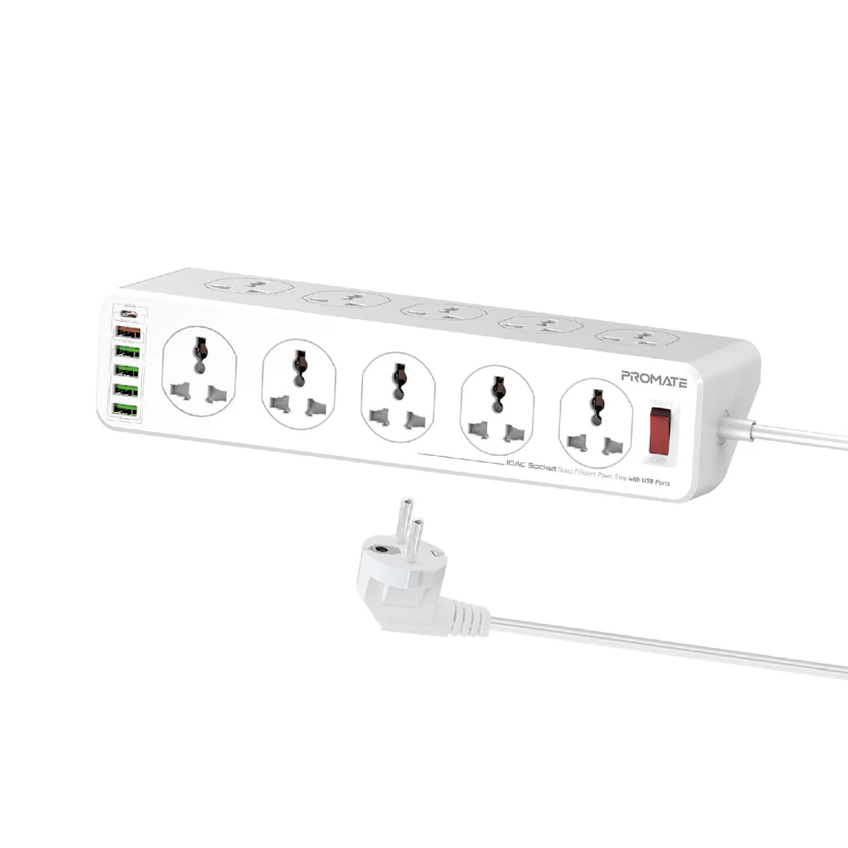 Promate PowerMatrix-5M 10AC Socket Space Efficient Power Strip Promate PowerMatrix-5M 10AC Socket Space Efficient Power Strip