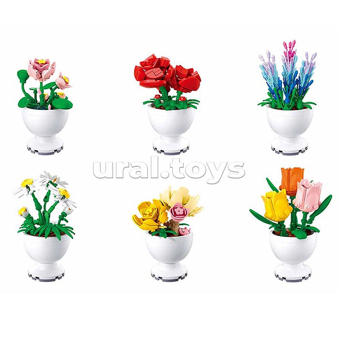 Flower Pot Building Set – 6 Pieces | Kids Creative Toy