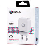 شاحن DOMO DARIO DMC-04 C-L بقدرة 20 واط بمنفذ Type-C مع كابل Lightning - أبيض