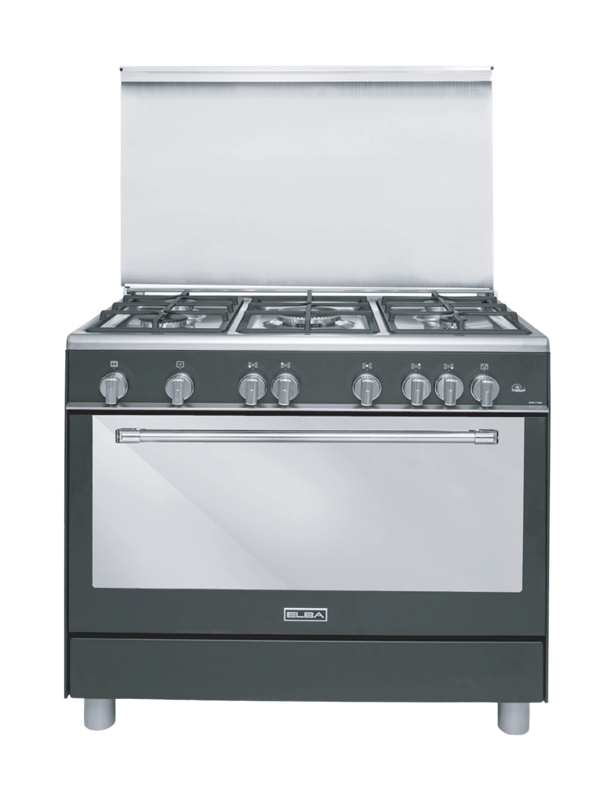 Elba 90 cm Gas Cooker 5 Burners Black Stainless Steel