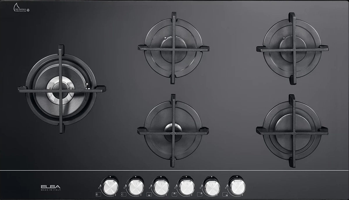 Elba 90 cm Built-in Gas Hob with 5 Burners and Vitroceramic