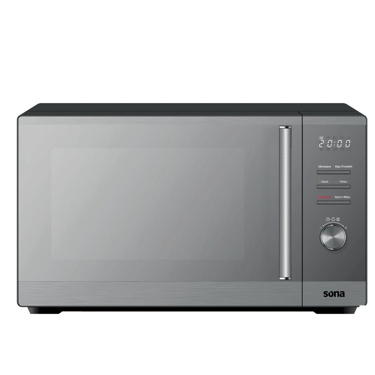 Sona 34L Microwave 1000W Silver with Mirror Glass & LED Screen Sona 34L Microwave 1000W Silver with Mirror Glass & LED Screen