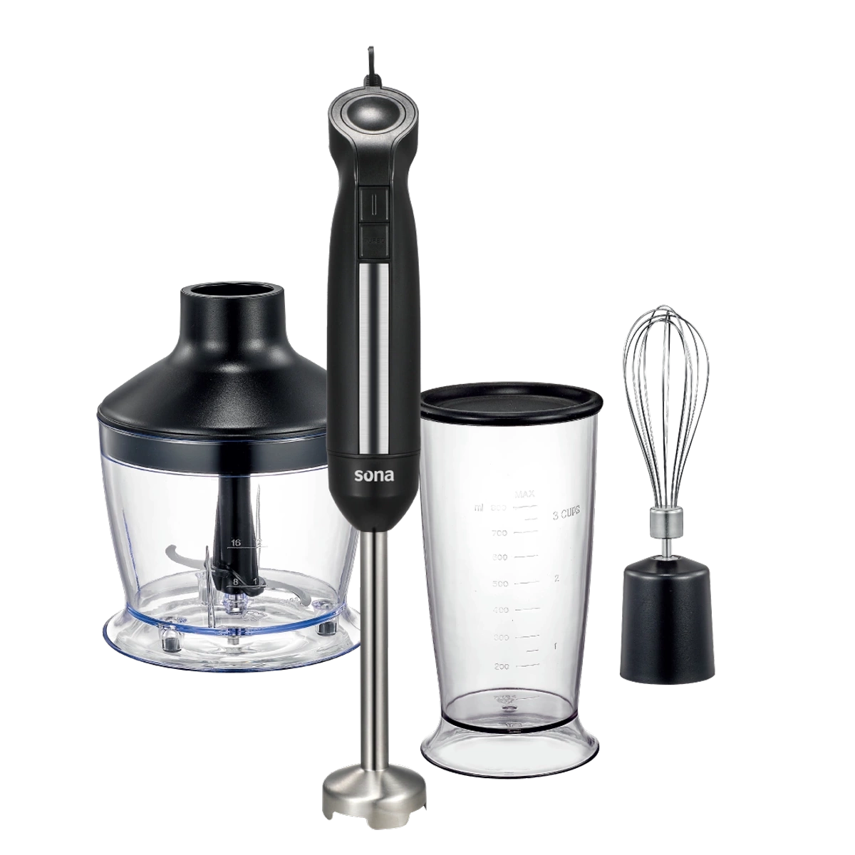 Sona Hand Blender 600ml With accessories 1200W - Black