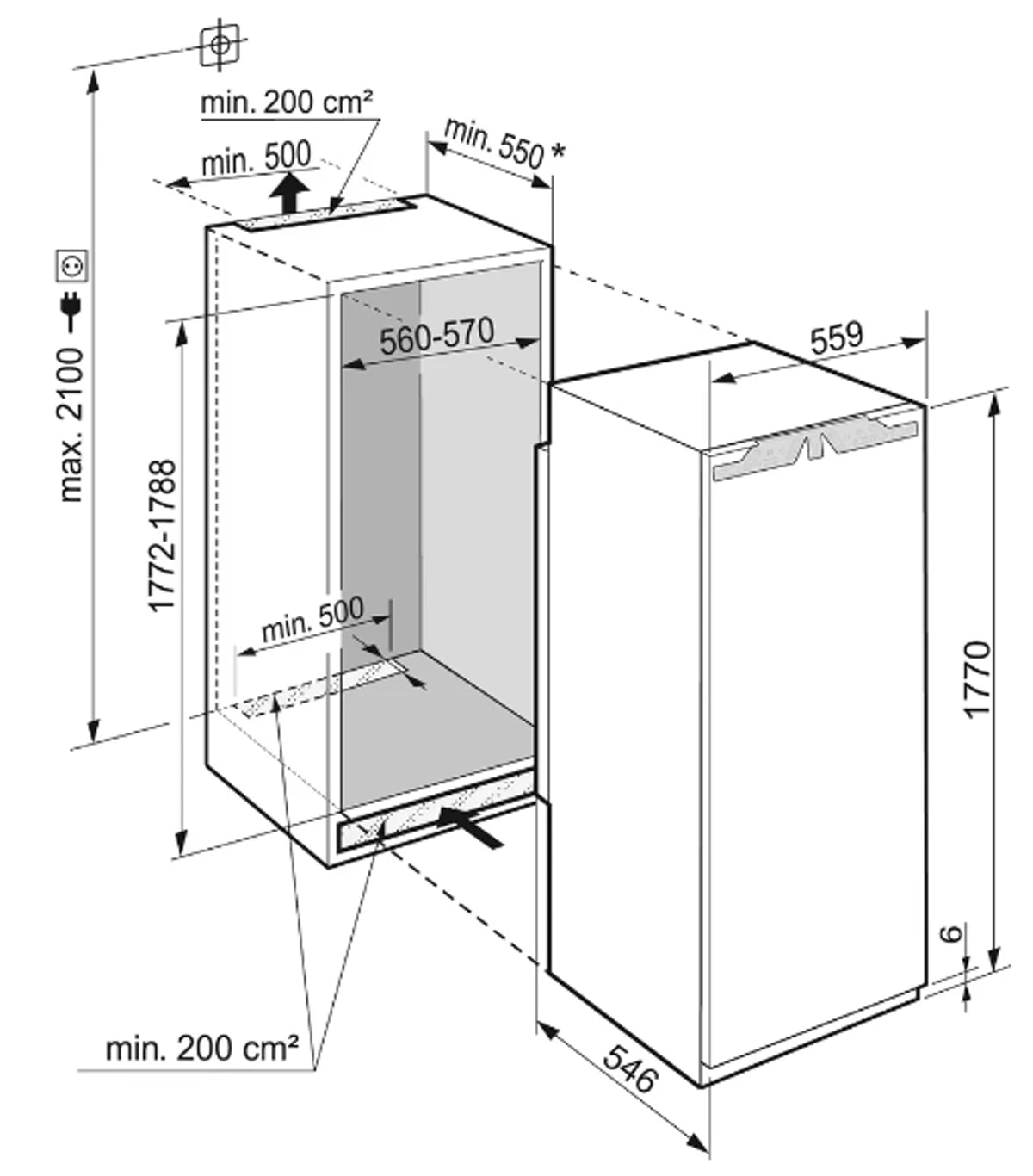 Liebherr Built-In Refrigerator 296L BioFresh Humidity Control