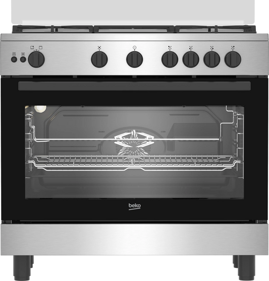 Beko 90 cm Gas Cooker 5 Burners Stainless Steel