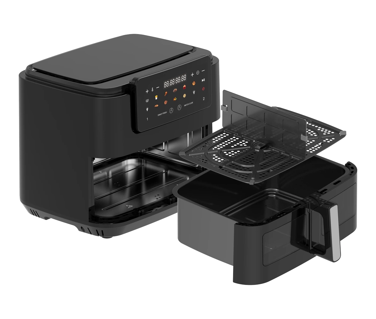 قلاية هوائية سونا 10 لتر سوداء 2600 واط مع فاصل شفاف