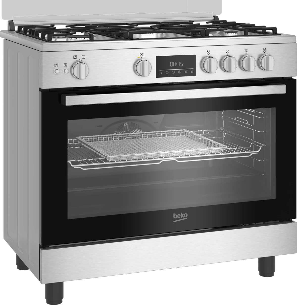 Beko Gas Cooker 90 cm 5 Burners Stainless Steel with Fan | BGGR11225GXA