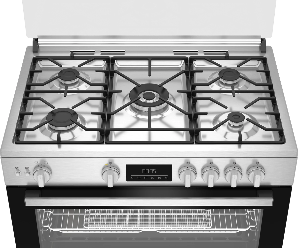 Beko Gas Cooker 90 cm 5 Burners Stainless Steel with Fan | BGGR11225GXA