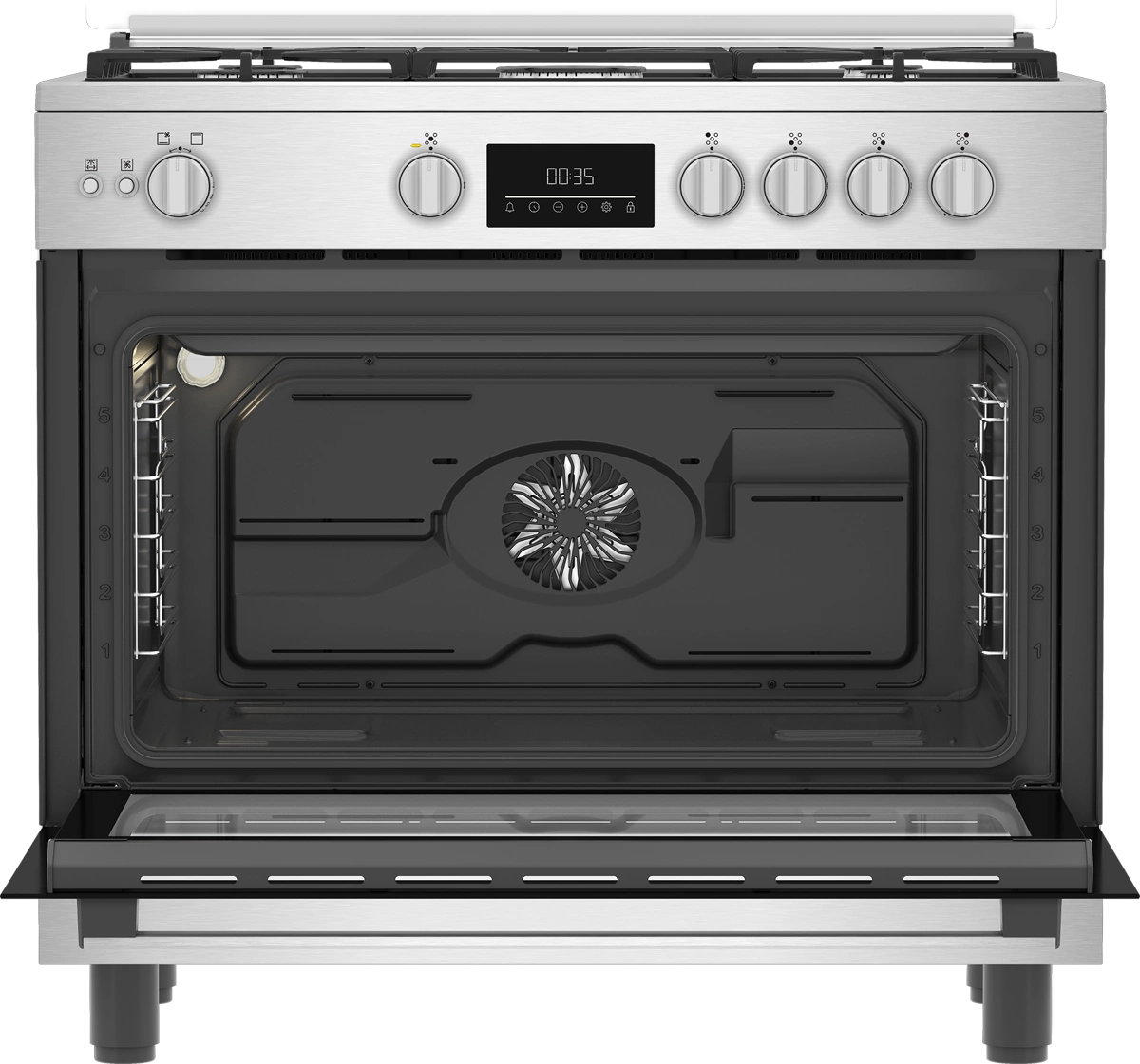 Beko Gas Cooker 90 cm 5 Burners Stainless Steel with Fan | BGGR11225GXA