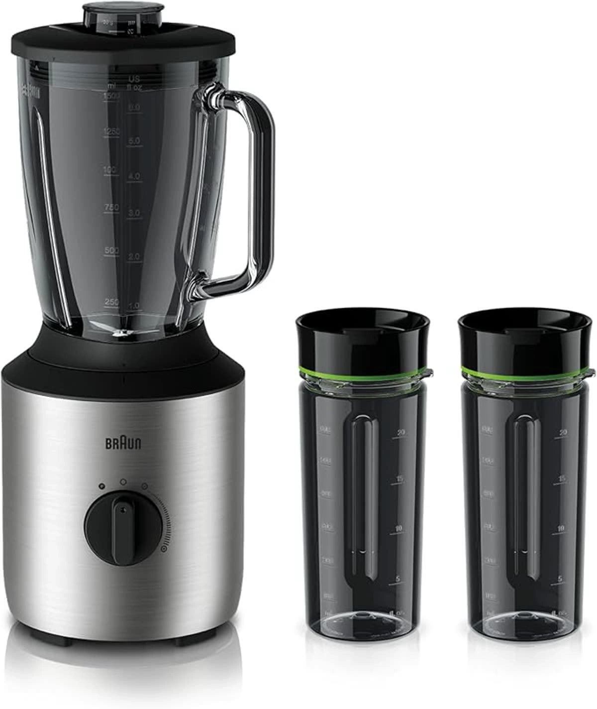 خلاط براون PowerBlend 800 واط 1.5 لتر مع أكواب Smoothie2Go