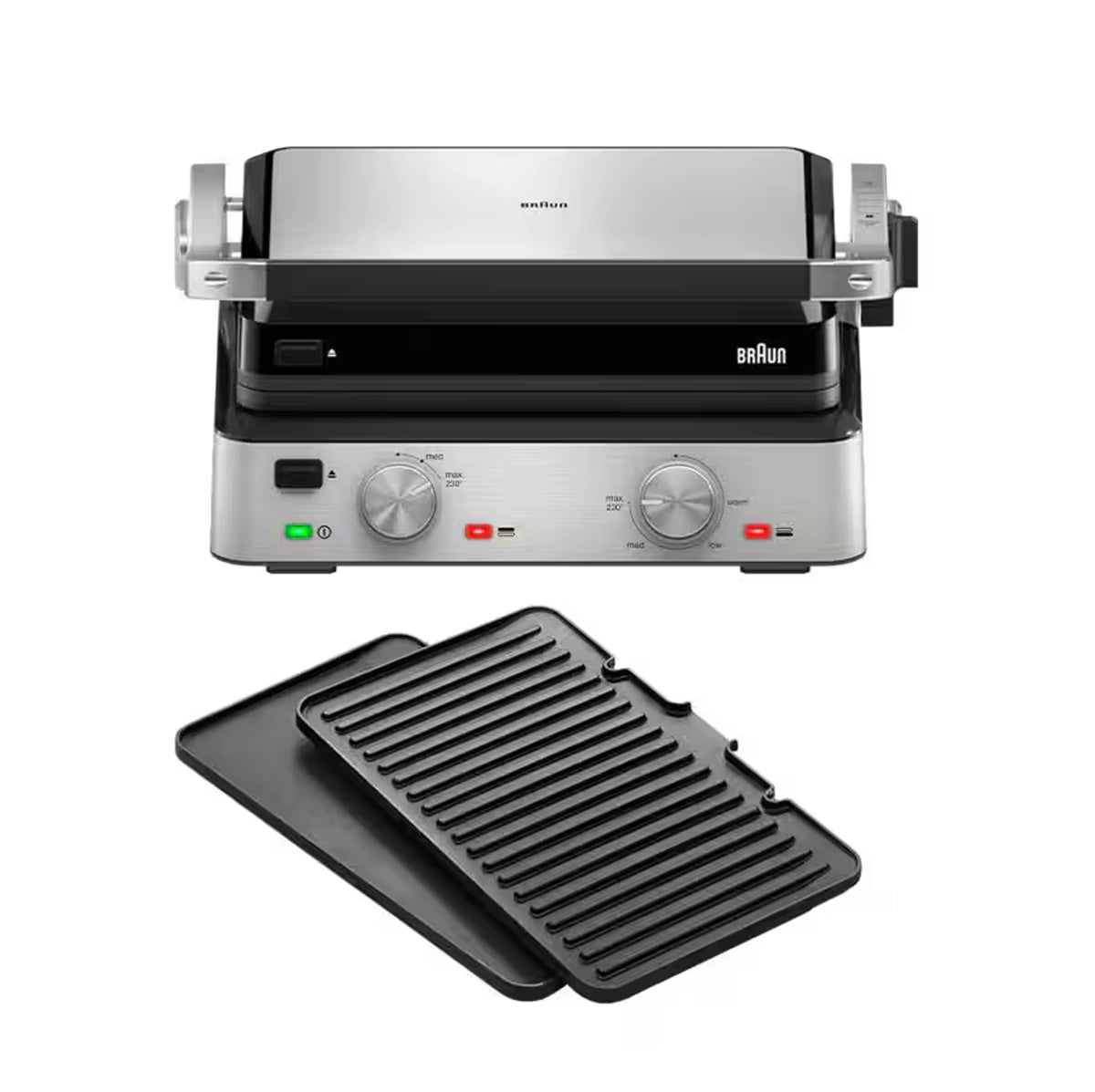 شواية براون MultiGrill 7 2000 واط 3 أوضاع 230°C – أسود/ستانلس