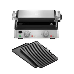 Braun MultiGrill 7 Contact Grill 2000W 3 Cooking Positions 230°C Non-Stick Removable Plates – Black & Stainless Steel (CG7020)
