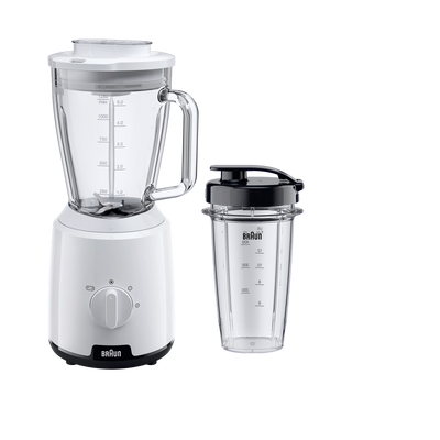 Braun PowerBlend 1 Jug Blender 600W 1.5L 2 Speeds & Pulse TriAction Technology – White (JB1000)