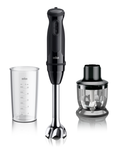 Braun Series 3 Hand Blender 900W 2 Speeds 350ml Chopper & Measuring Beaker – Black (MQ30201MBK)
