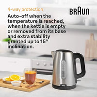 Braun Electric Kettle 2200W 1.7L Stainless Steel Auto Shut-Off Boil-Dry Protection – Black (WK1500BK)