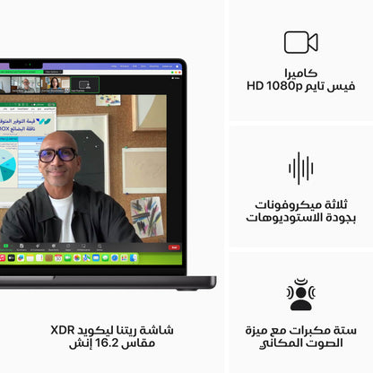 جهاز ابل ماك بوك برو مقاس 16 بوصة مزود بشريحةمع وحدة معالجة مركزية مكونة من 12 نواة ووحدة معالجة رسومية مكونة من 18 نواة
