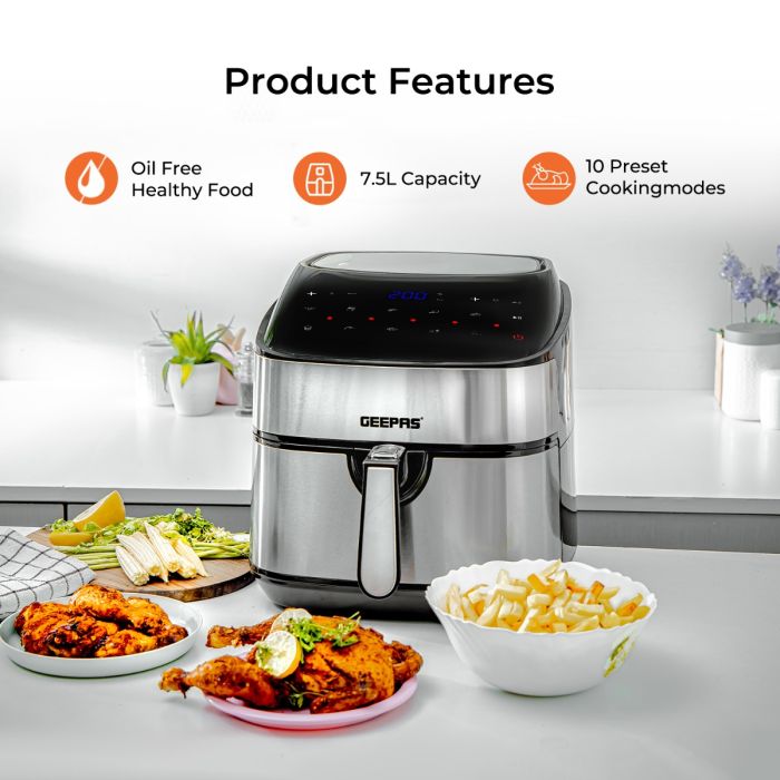 Geepas 7.5L Digital Air Fryer VORTEX Technology