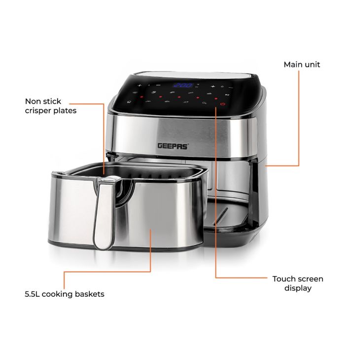 Geepas Digital Air Fryer 7.5L with VORTEX Technology