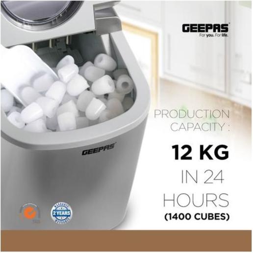 Geepas Ice Cube Maker 12kg/Day Two Cube Sizes