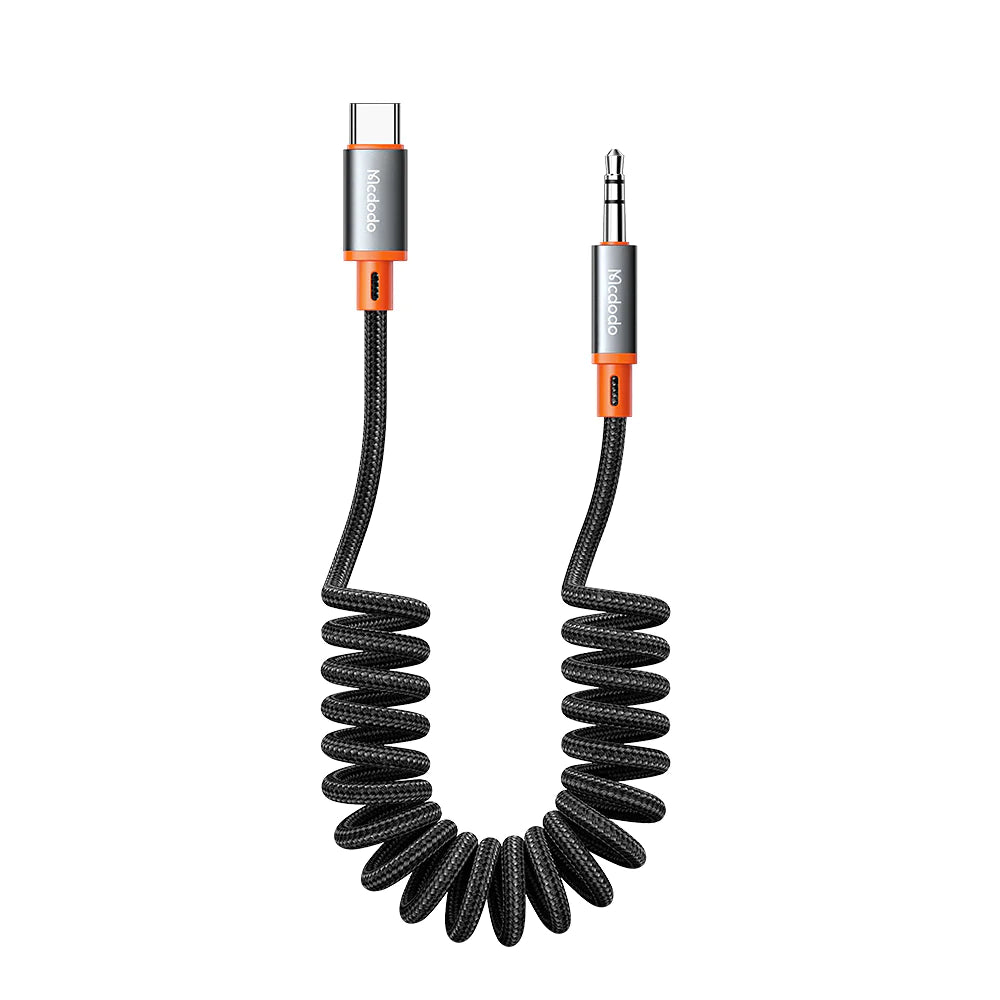 Mcdodo USB Type C to 3.5mm AUX Jack Coil Cable 1.8m - Black Mcdodo USB Type C to 3.5mm AUX Jack Coil Cable 1.8m - Black