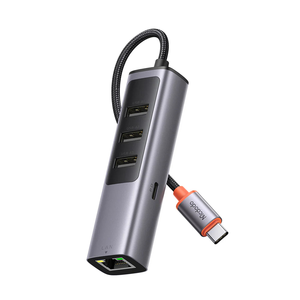 Mcdodo 5 in 1 100W PD Type C Port & 3 Port USB Hub + LAN Port USB Hub