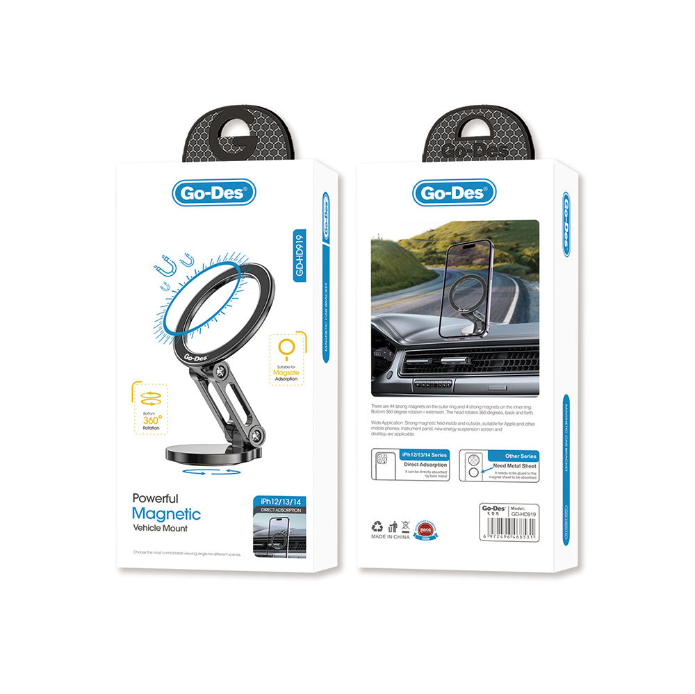 Go Des 360 Degree Rotating Magnetic Stand Car Phone Holder
