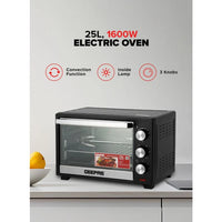 Geepas Electric Oven GO34040 | 25L Capacity | 1600W Power | Rotisserie Function | Adjustable Temperature Control | 60-Min Timer | 2 Years Warranty