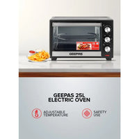 Geepas Electric Oven GO34040 | 25L Capacity | 1600W Power | Rotisserie Function | Adjustable Temperature Control | 60-Min Timer | 2 Years Warranty