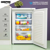 Geepas GRFU1206 Upright Freezer 120L with 4 Drawers - Tropical Compressor, -18°C