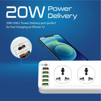 Promate PowerMatrix-5M 10AC Socket Space Efficient Power Strip