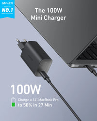 شاحن أنكر نانو (100 واط) مع كابل USB-C - صغير الحجم للغاية | شحن سريع لأجهزة ماك بوك
