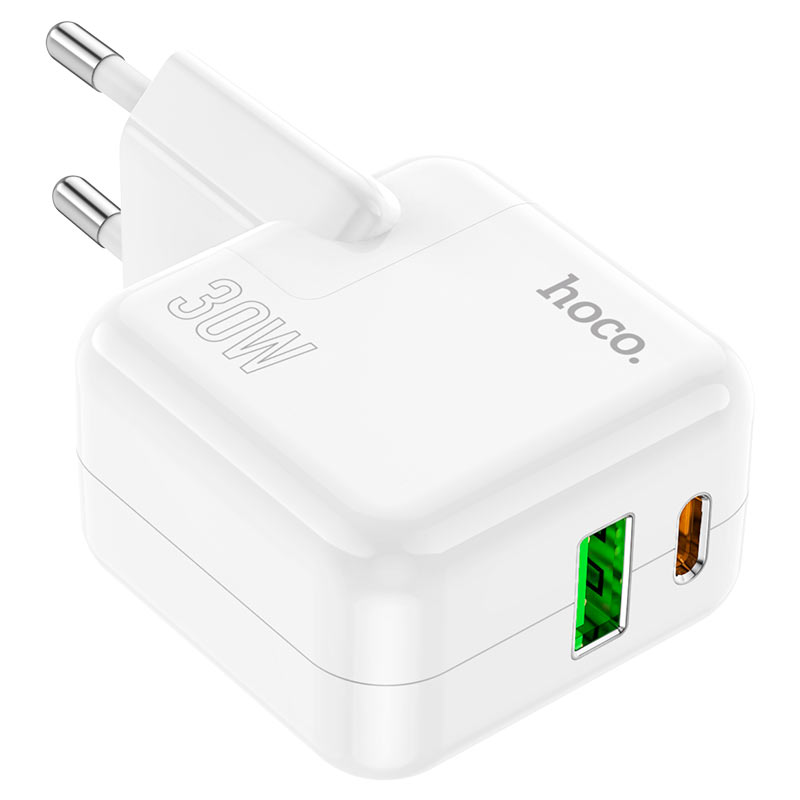 شاحن حائط مزدوج المنافذ HOCO C111A Lucky PD30W + QC3.0 (الاتحاد الأوروبي)
