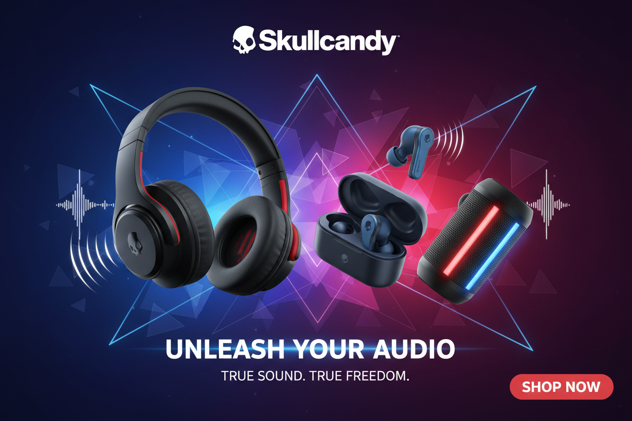 اعمل الصورة بطابع الكتروني باستخدام المنتجات يلي بالرابط https://jo-cell.com/collections/skullcandy وضع اسم البراند فوقها