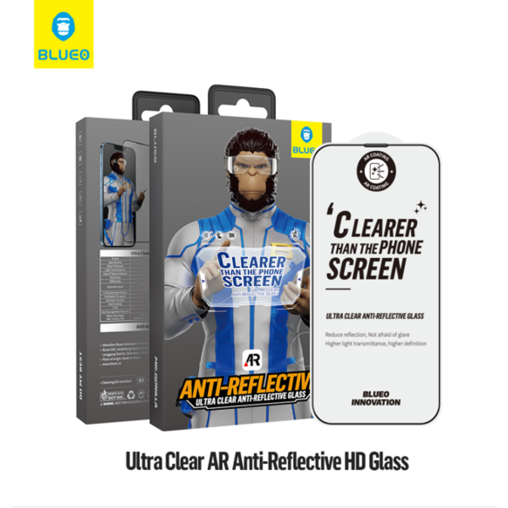 BLUEO Ultra Clear AR Anti-Reflective HD Glass - Black BLUEO Ultra Clear AR Anti-Reflective HD Glass - Black