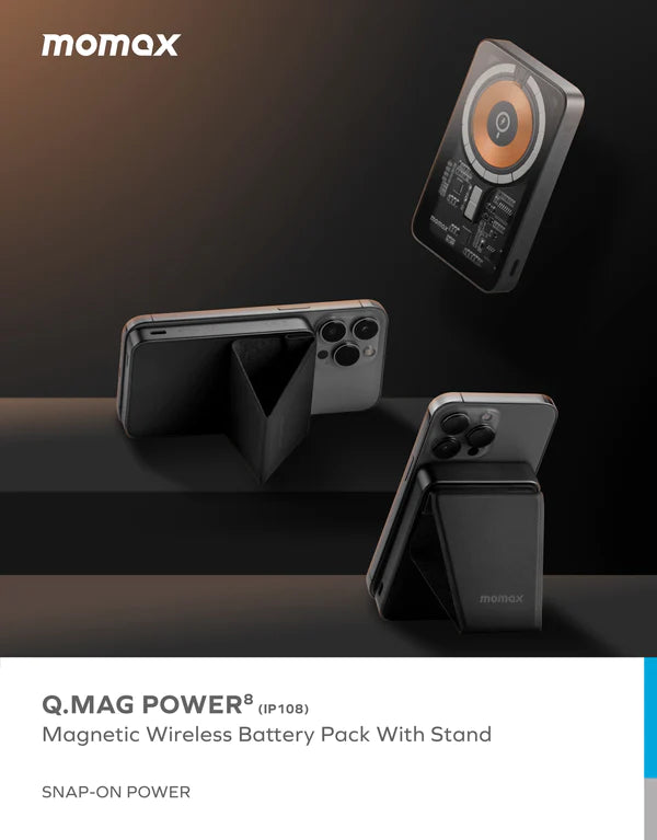 Momax Q.Mag Power 8 Magnetic Wireless Charging Power Bank with Stand 5000mAh