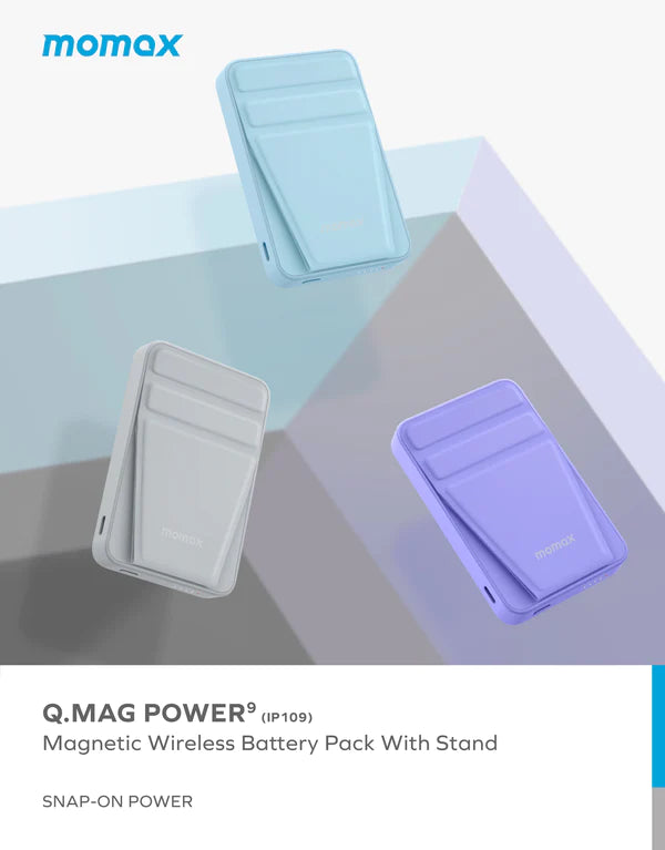 Momax Q.Mag Power 9 Magnetic Wireless Charging Power Bank with Stand 5000mAh