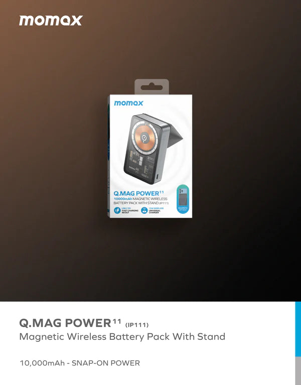Momax Q.Mag Power 11 Magnetic Wireless Charging Power Bank with Stand 10000mAh