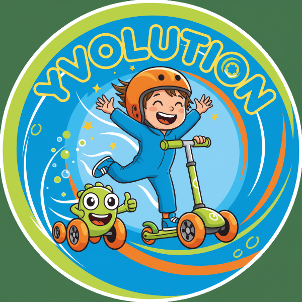 اعمل icon لبراند YVOLUTION وهاي المنتجات الموجودة فيه فبدي تصميم ألوان زاهية ومرحة، يمكن إضافة أي عناصر حركية أو شخصية كرتونية ويكون مناسب للicon