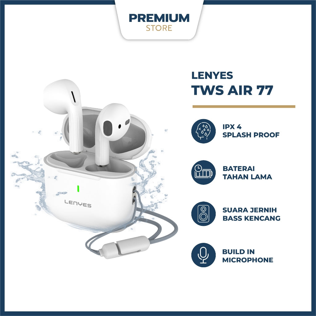 Lenyes Wireless Earbuds 5.3 Wireless Hifi Stereo Earphone - White