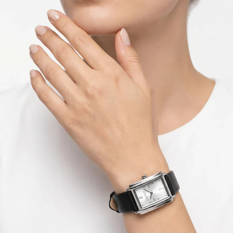 ESPRIT ES1L556L0015 BLACK LEATHER BAND WHITE DIAL FOR WOMEN