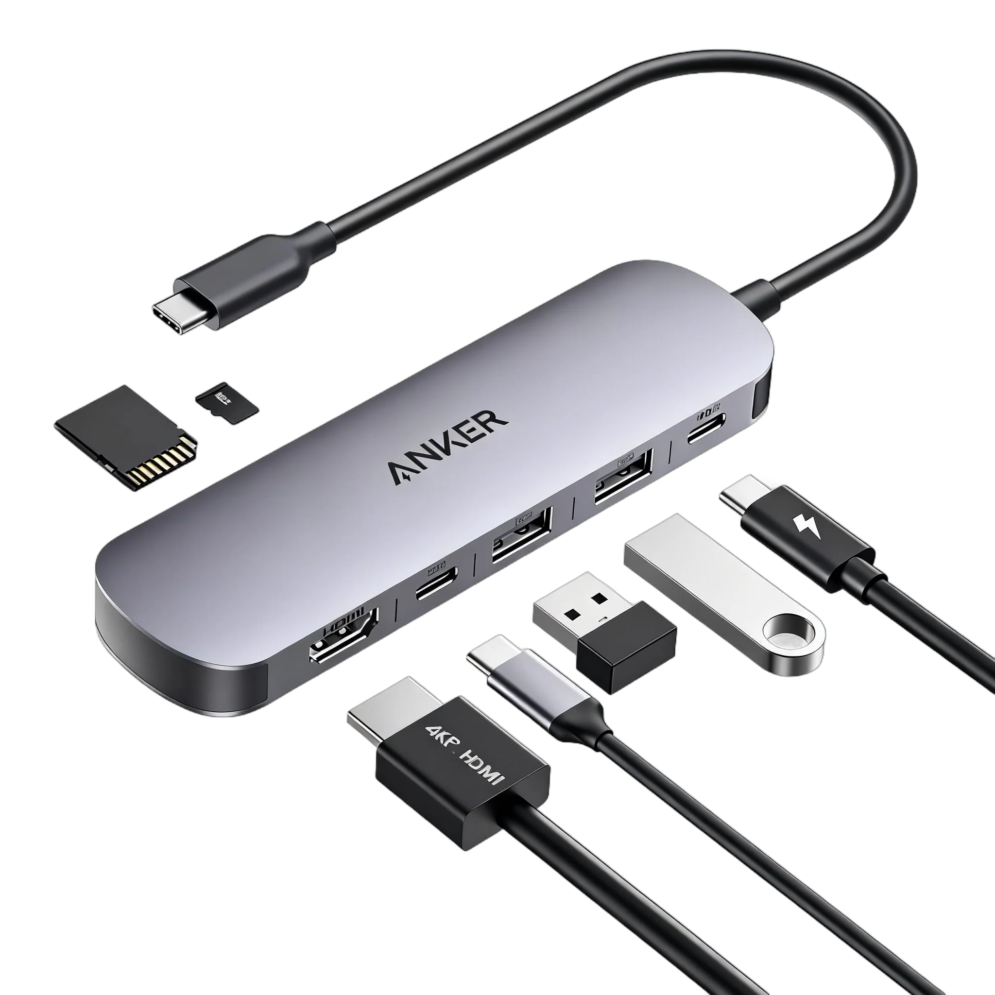 Anker USB-C Hub (7-in-1) – 4K@60Hz HDMI, 85W PD, 5Gbps USB-A & USB-C, SD/TF Card Slots