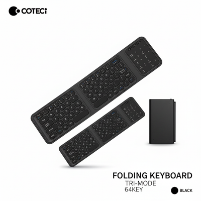COTECI Folding Keyboard Tri-Mode 64KEY | Bluetooth Wireless | Portable | Rechargeable | 1 Year Warranty