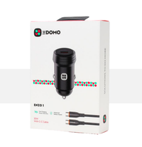 DOMO ENZO 1 30W PD Car Charger with USB-C to USB-C Cable - Black
